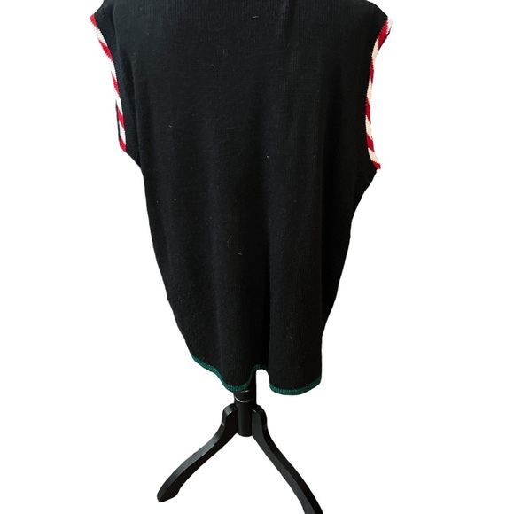 Festive Black and Red Cardigan Sweater with Candy Cane Design - Picture 3 of 4